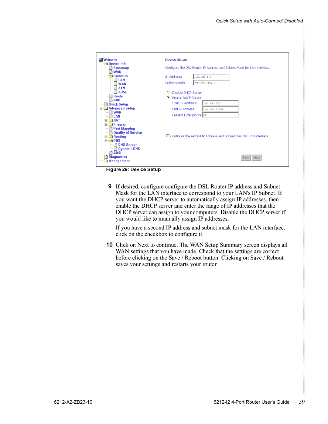 Zhone Technologies 6212-I2 manual Device Setup 