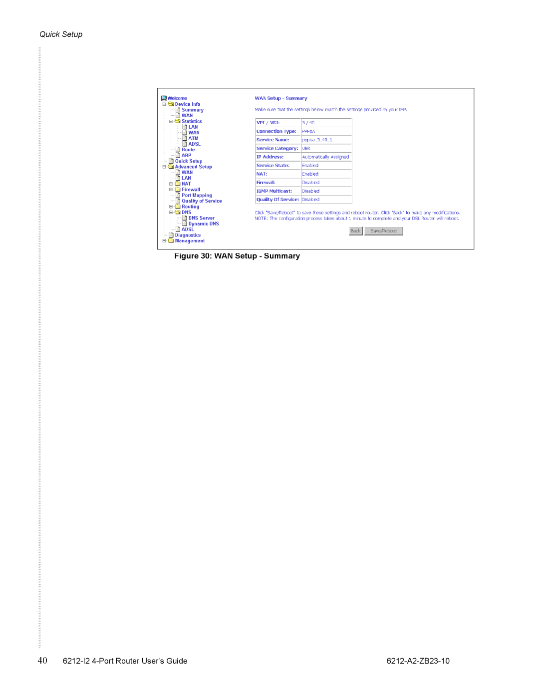 Zhone Technologies 6212-I2 manual WAN Setup Summary 