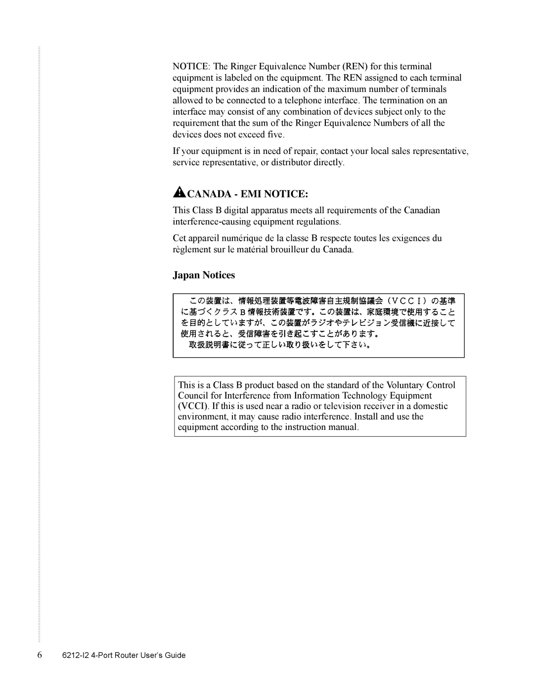 Zhone Technologies 6212-I2 manual Canada EMI Notice 