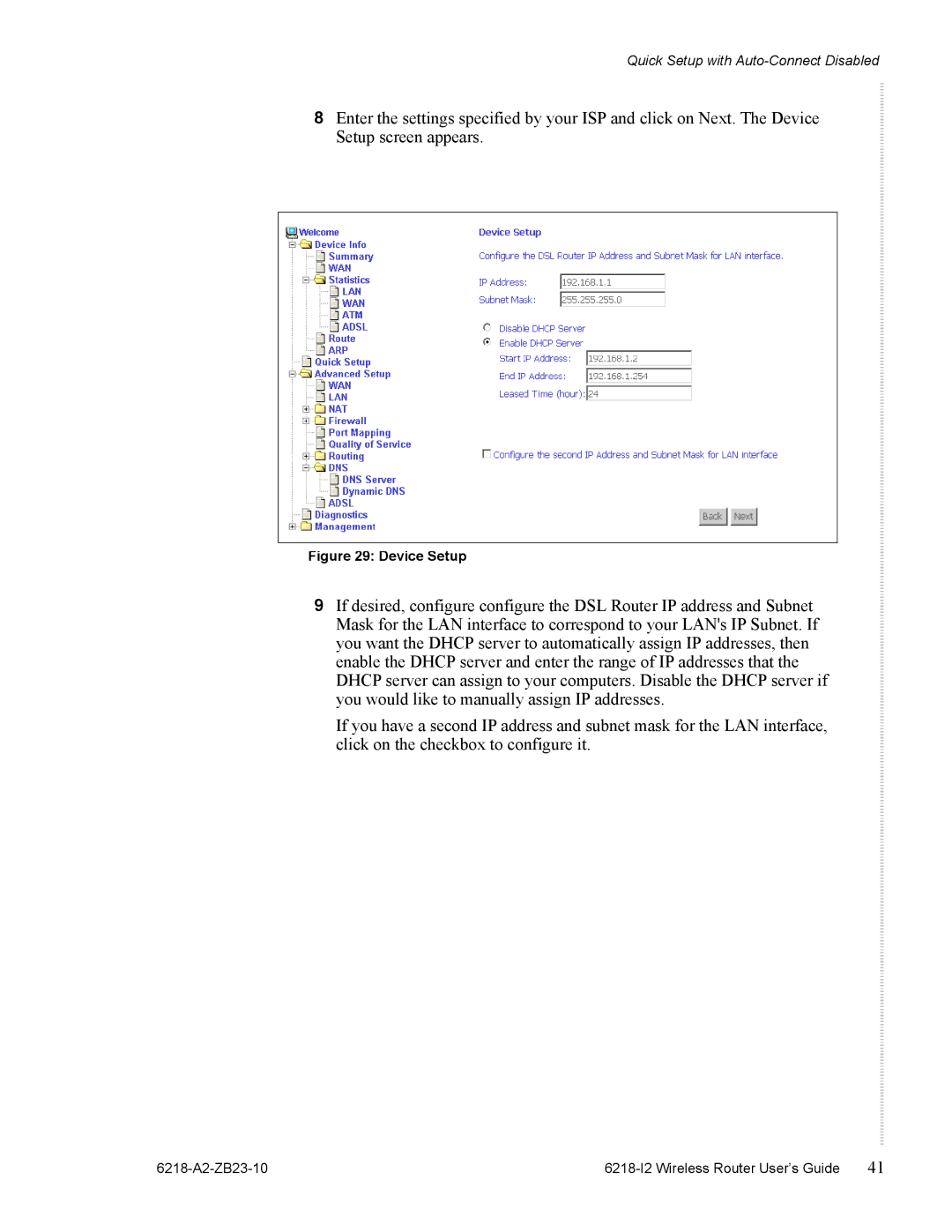 Zhone Technologies 6218-I2 manual Device Setup 