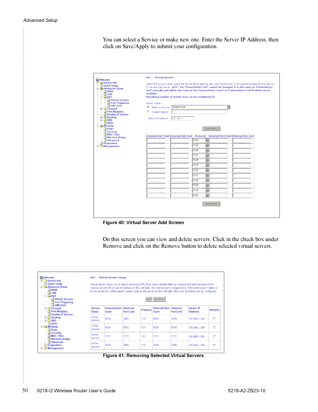 Zhone Technologies 6218-I2 manual Virtual Server Add Screen 