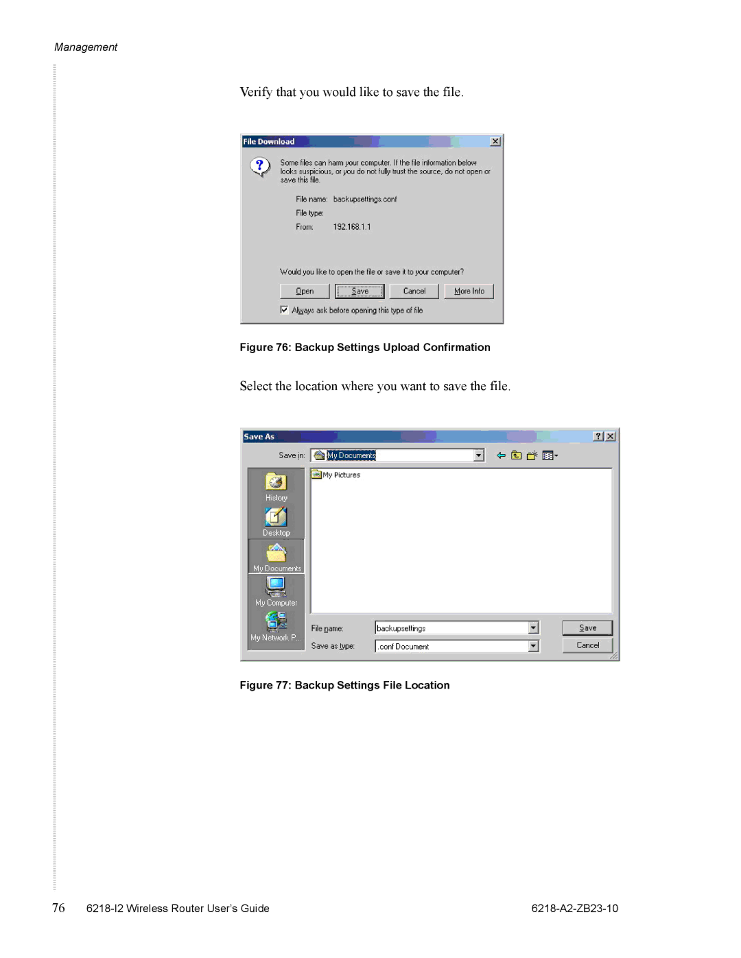 Zhone Technologies 6218-I2 manual Verify that you would like to save the file 