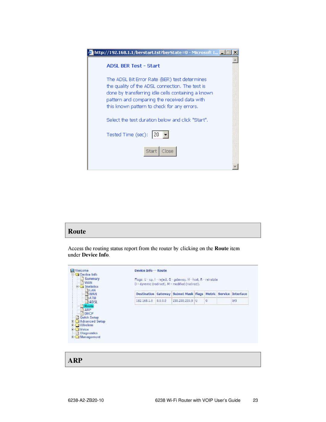 Zhone Technologies 6238-I2 manual Route, Arp 