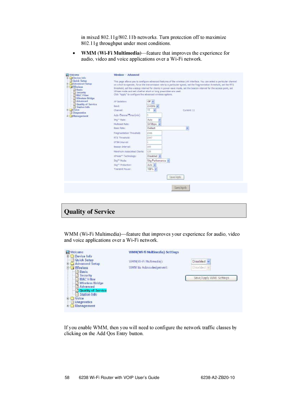 Zhone Technologies 6238-I2 manual Quality of Service 