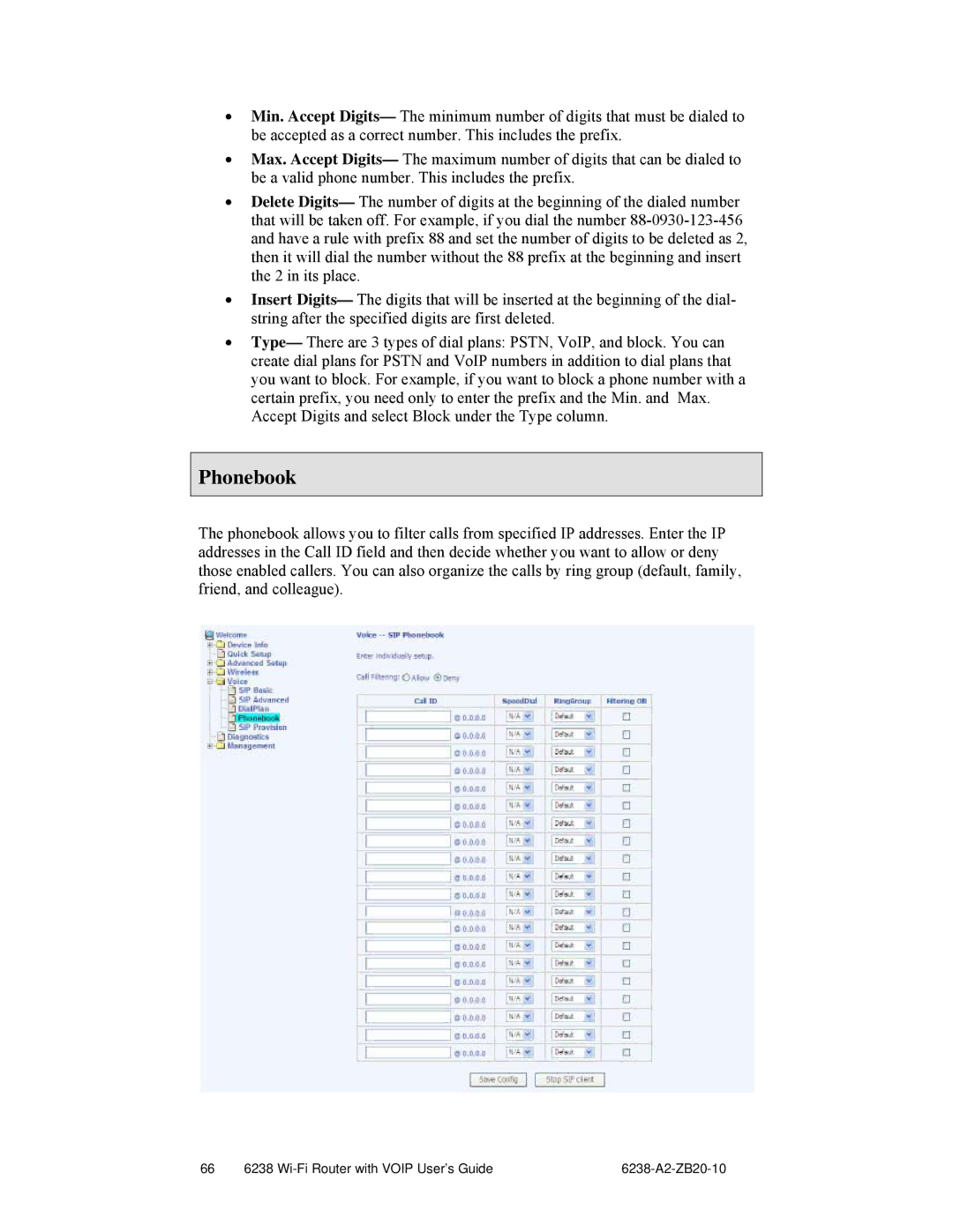 Zhone Technologies 6238-I2 manual Phonebook 