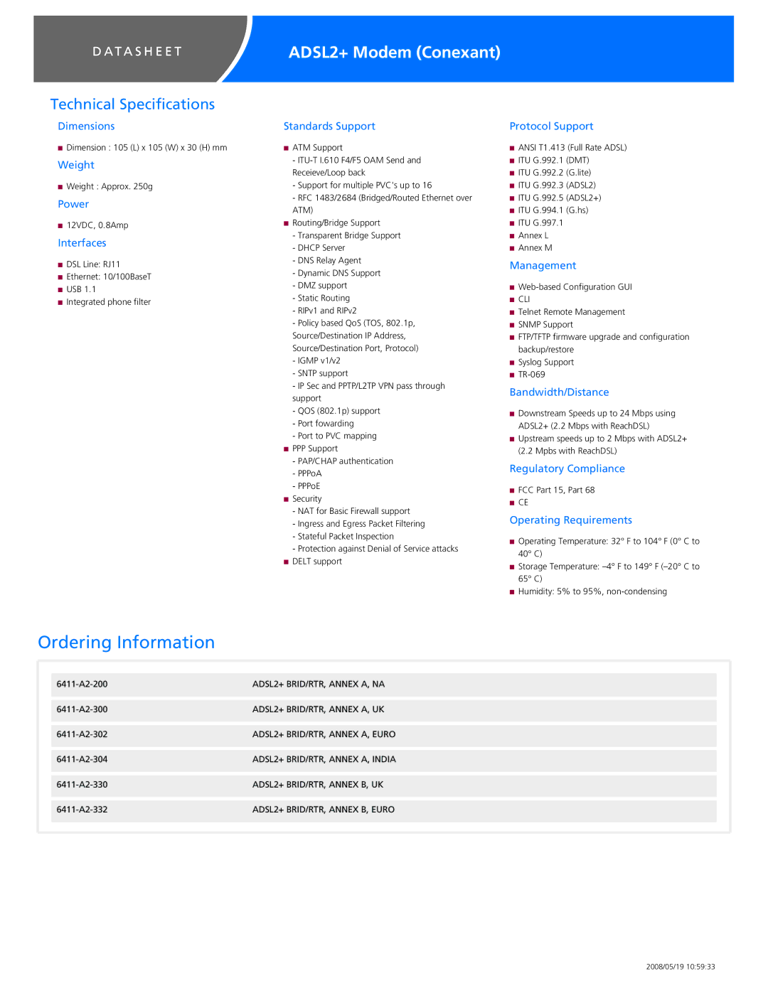Zhone Technologies 6411 manual Ordering Information 