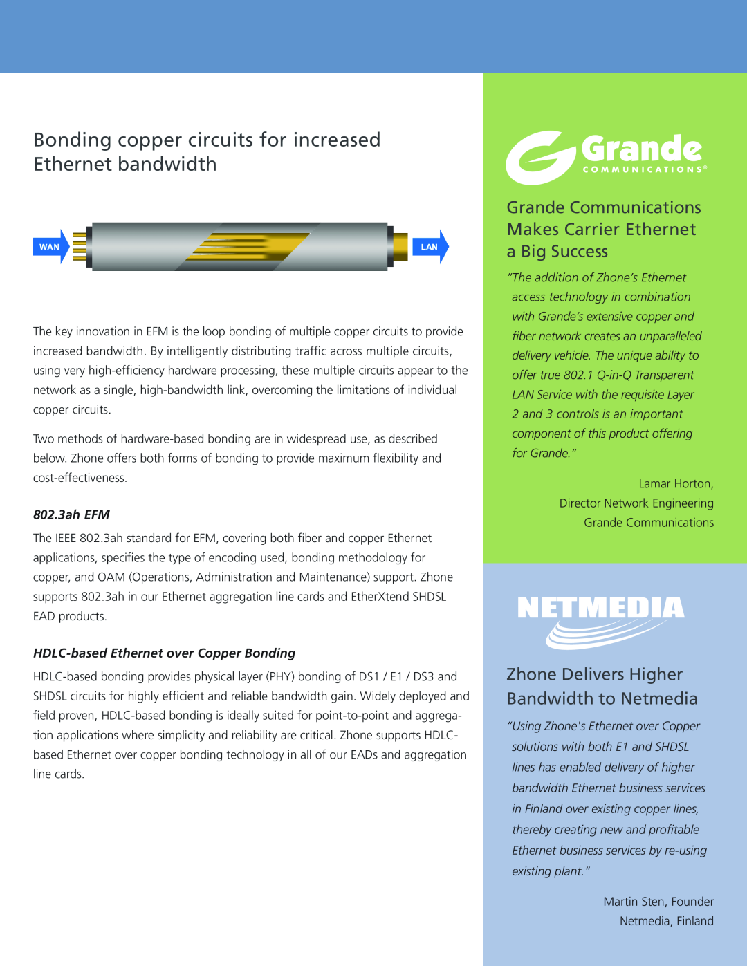 Zhone Technologies Copper-Based Ethernet manual 802.3ah EFM, HDLC-based Ethernet over Copper Bonding 