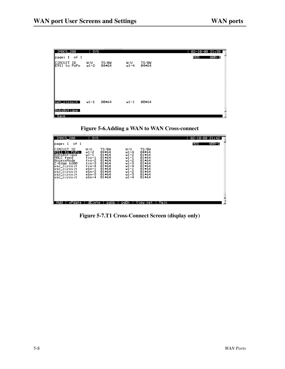 Zhone Technologies IMACS-200 manual Adding a WAN to WAN Cross-connect 