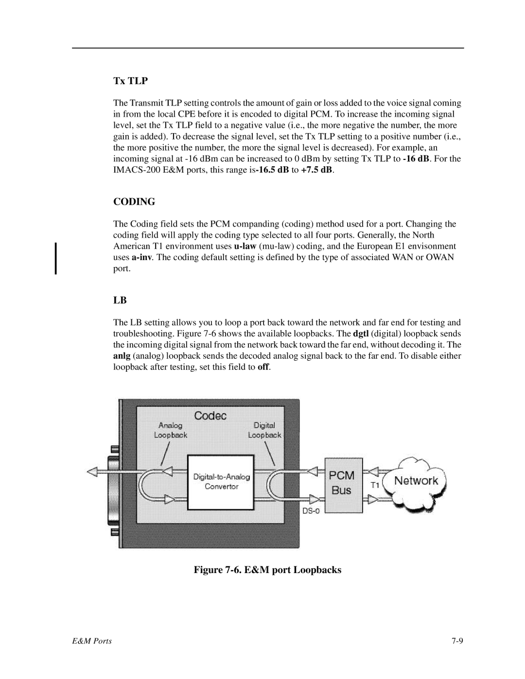 Zhone Technologies IMACS-200 manual E&M port Loopbacks 