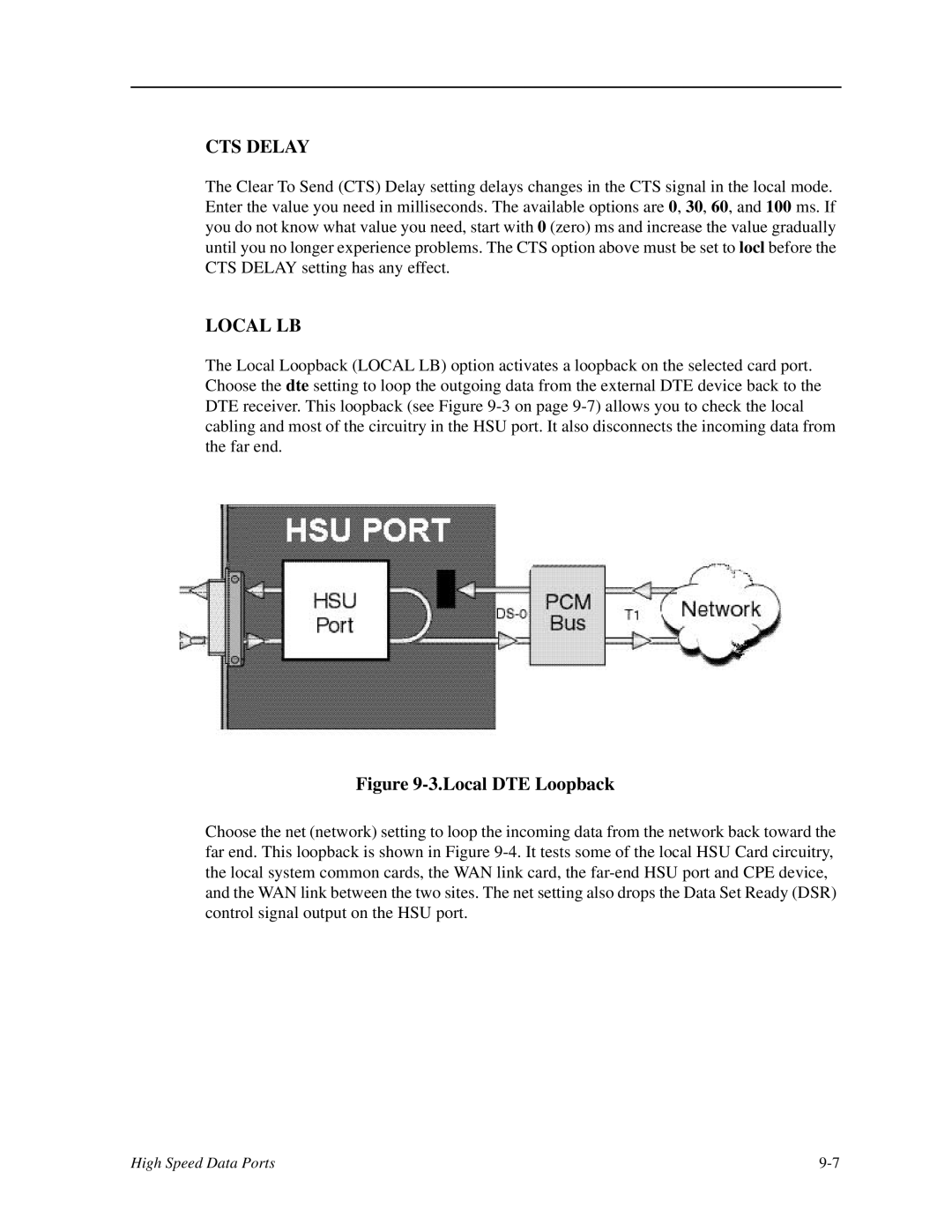 Zhone Technologies IMACS-200 manual CTS Delay, Local DTE Loopback 