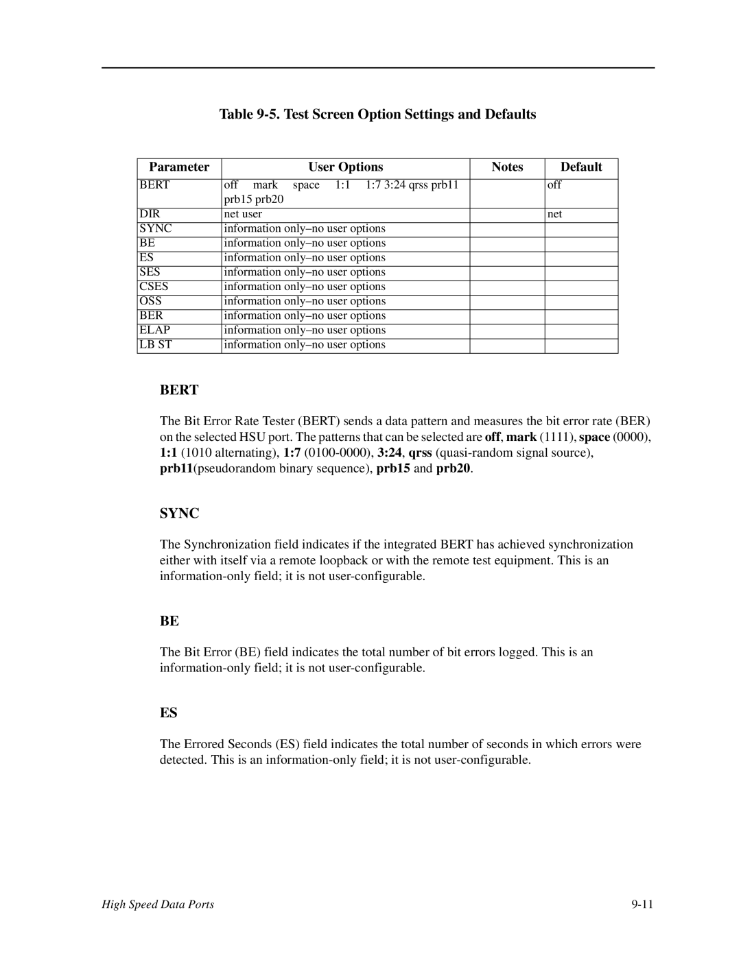 Zhone Technologies IMACS-200 manual Bert 