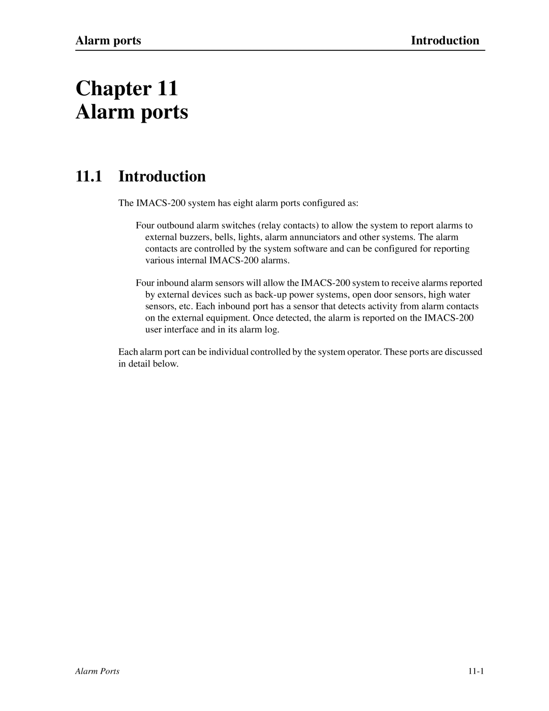 Zhone Technologies IMACS-200 manual Chapter Alarm ports, Alarm ports Introduction 