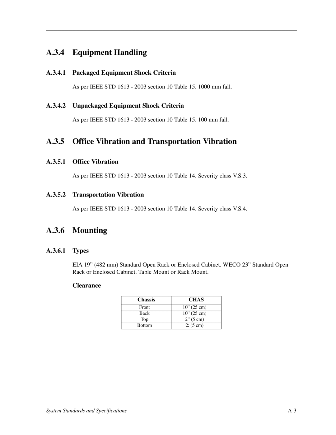 Zhone Technologies IMACS-200 manual Equipment Handling, Office Vibration and Transportation Vibration, Mounting 