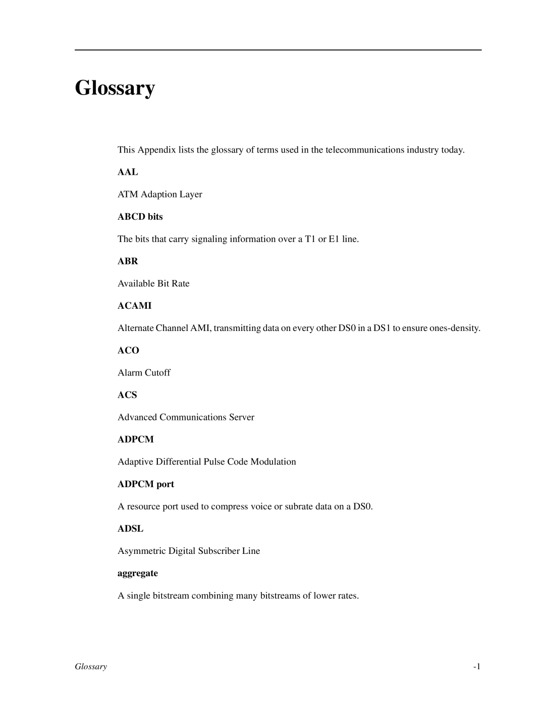 Zhone Technologies IMACS-200 manual Glossary 