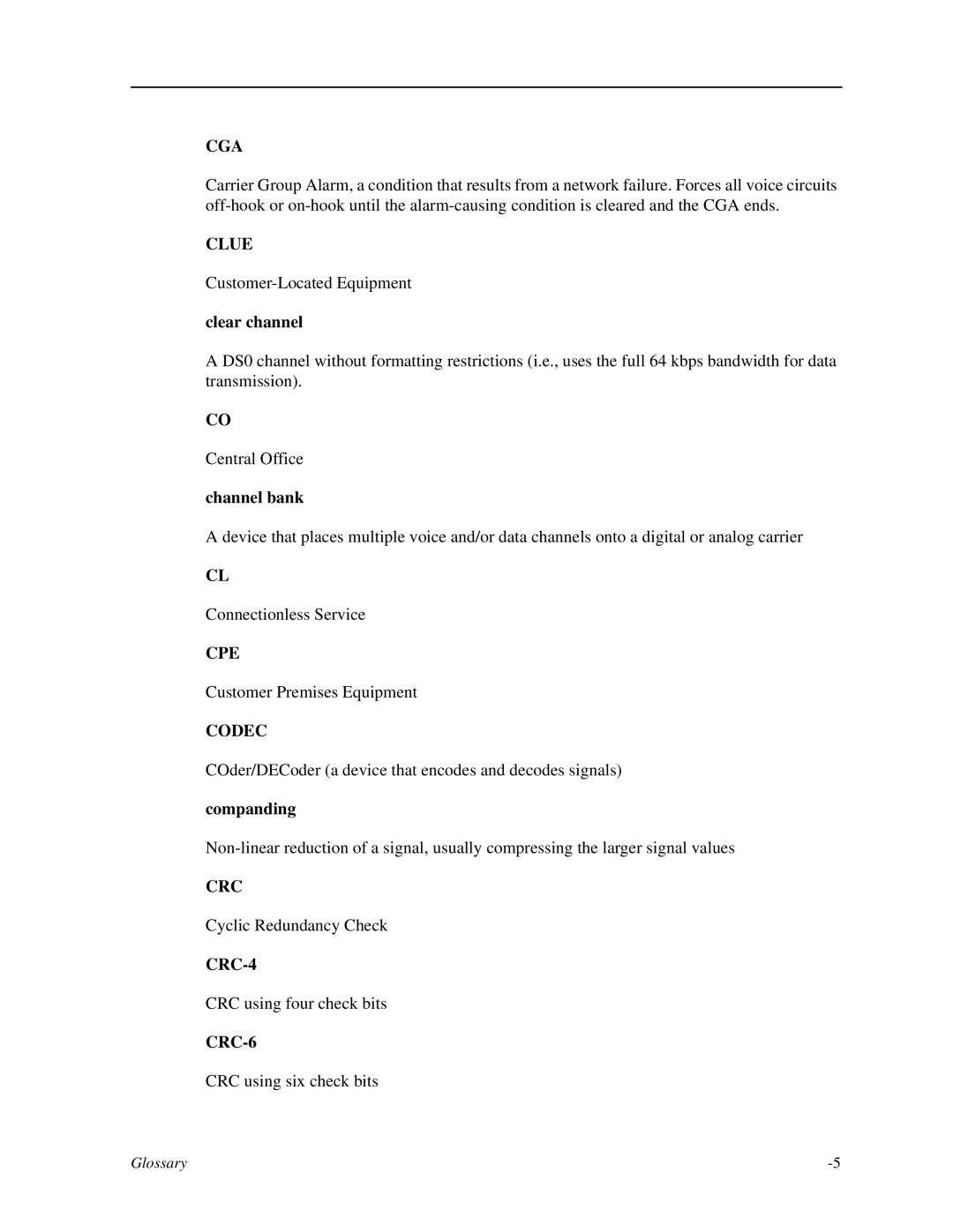 Zhone Technologies IMACS-200 manual Cga, Clue, Cpe, Codec, Crc, CRC-4, CRC-6 