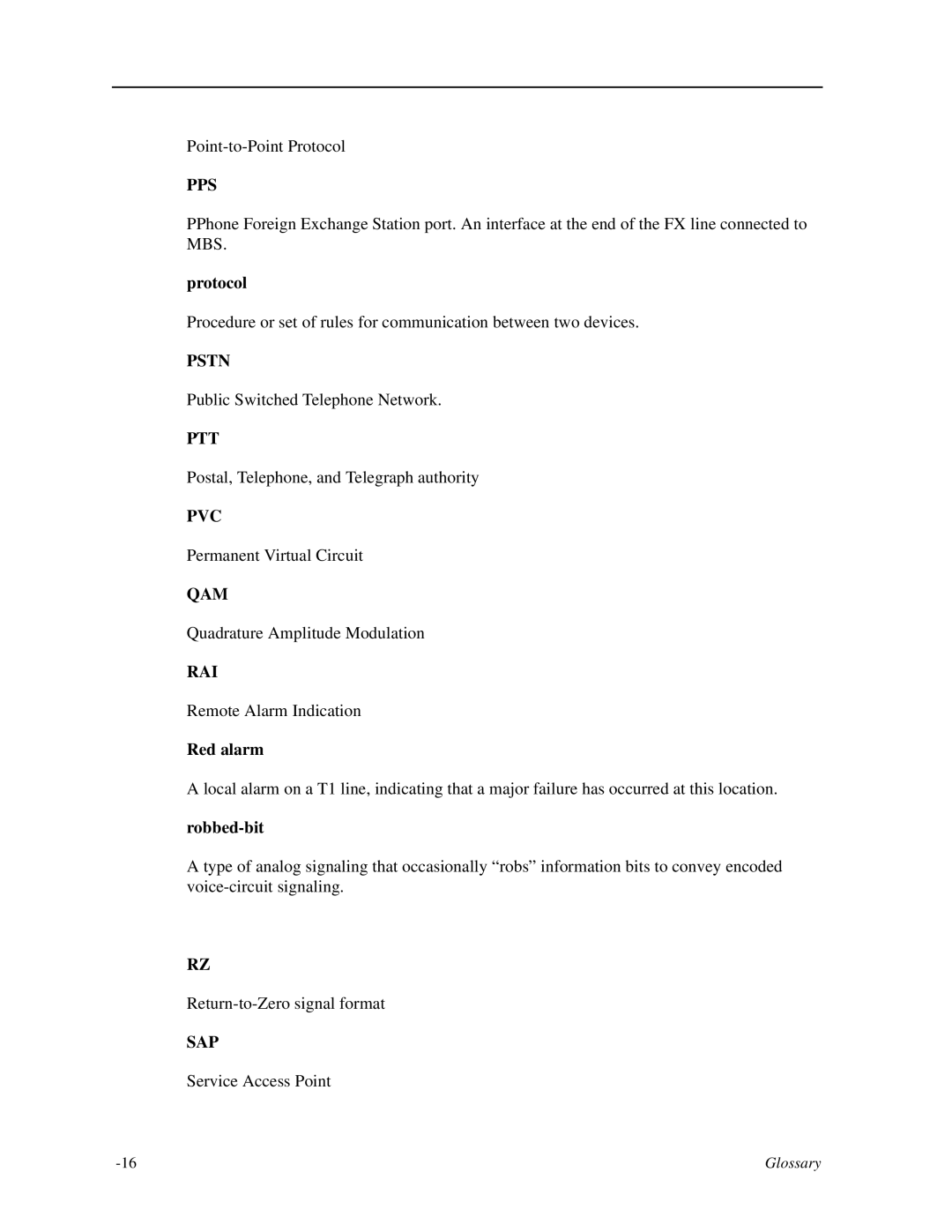 Zhone Technologies IMACS-200 manual Pps, Pstn, Ptt, Pvc, Qam, Rai, Sap 