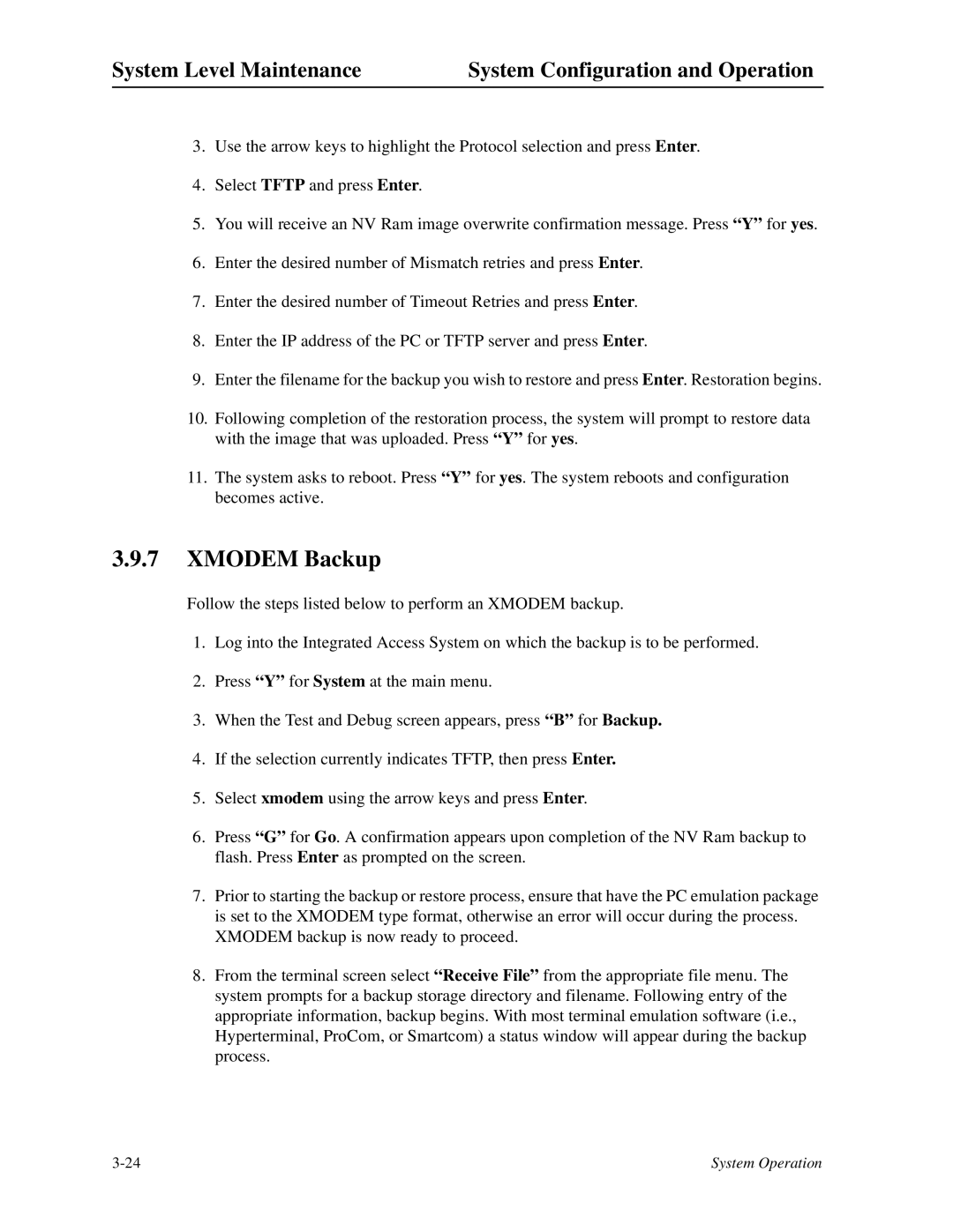 Zhone Technologies IMACS-200 manual Xmodem Backup 