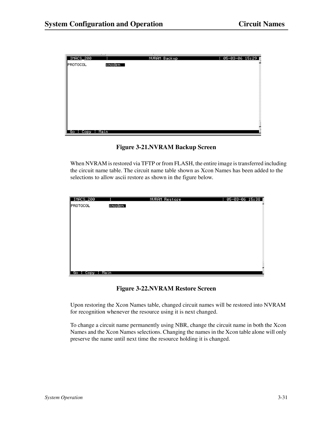 Zhone Technologies IMACS-200 manual NVRAM Backup Screen 