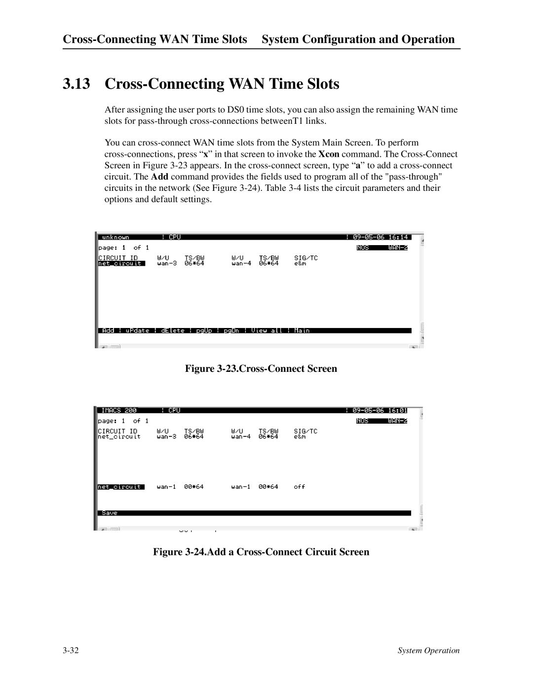 Zhone Technologies IMACS-200 manual Cross-Connecting WAN Time Slots, Cross-Connect Screen 