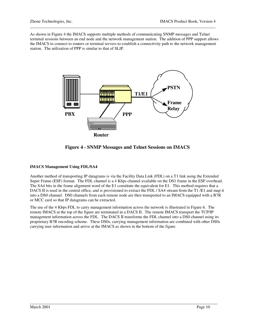 Zhone Technologies Network Device manual T1/E1 Frame Relay, Router, Imacs Management Using FDL/SA4 