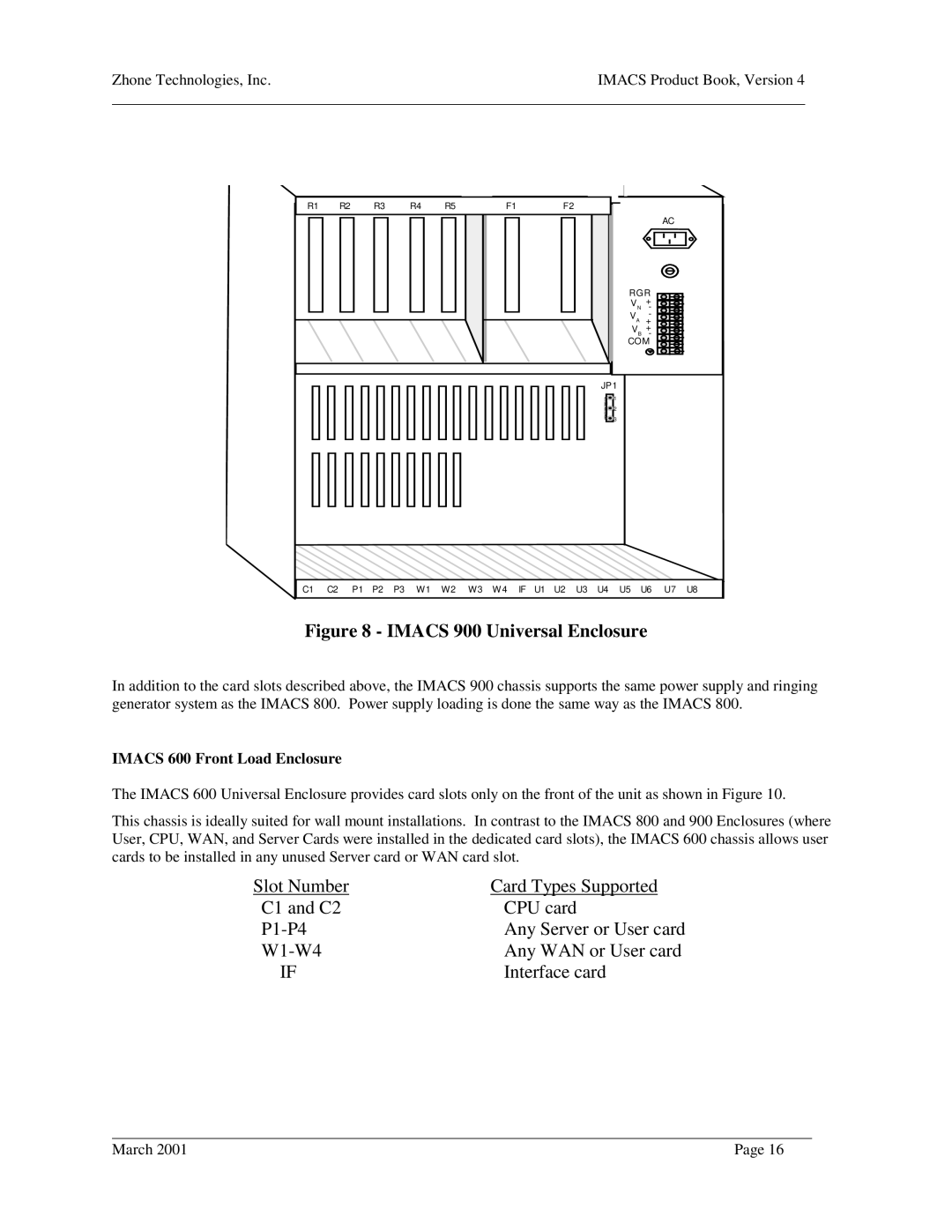 Zhone Technologies Network Device manual Imacs 900 Universal Enclosure, Imacs 600 Front Load Enclosure 