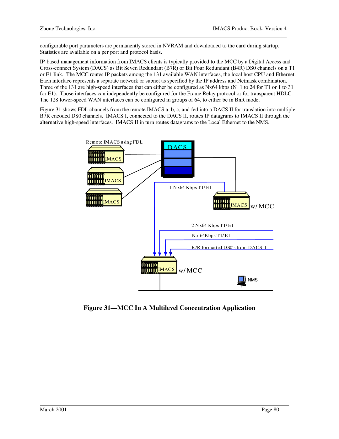 Zhone Technologies Network Device manual MCC In a Multilevel Concentration Application 