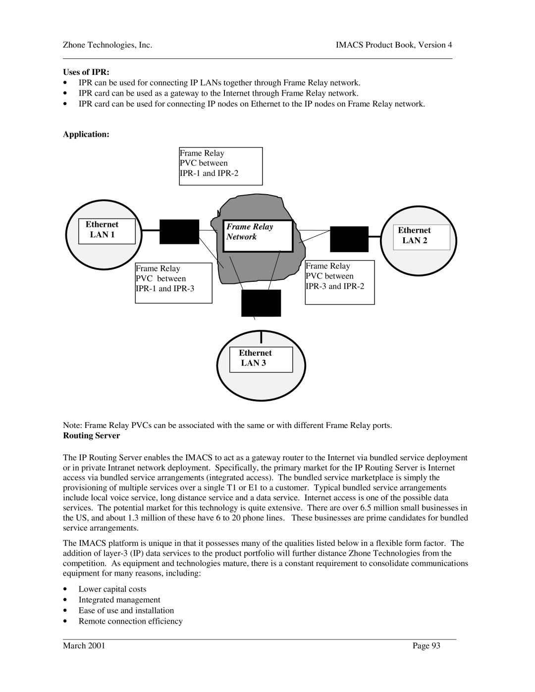 Zhone Technologies Network Device manual Uses of IPR, Application Ethernet LAN, IPR-2, IPR-3, Routing Server 