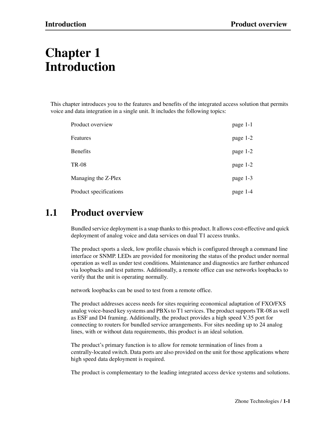 Zhone Technologies Z-PLEX-10-24-DOC-SC manual Introduction Product overview 