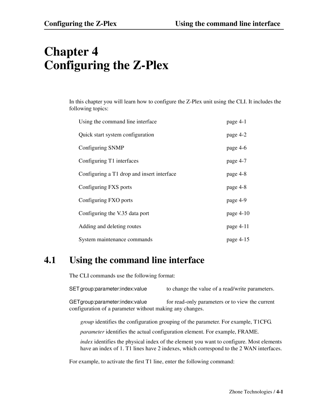Zhone Technologies Z-PLEX-10-24-DOC-SC manual Using the command line interface 