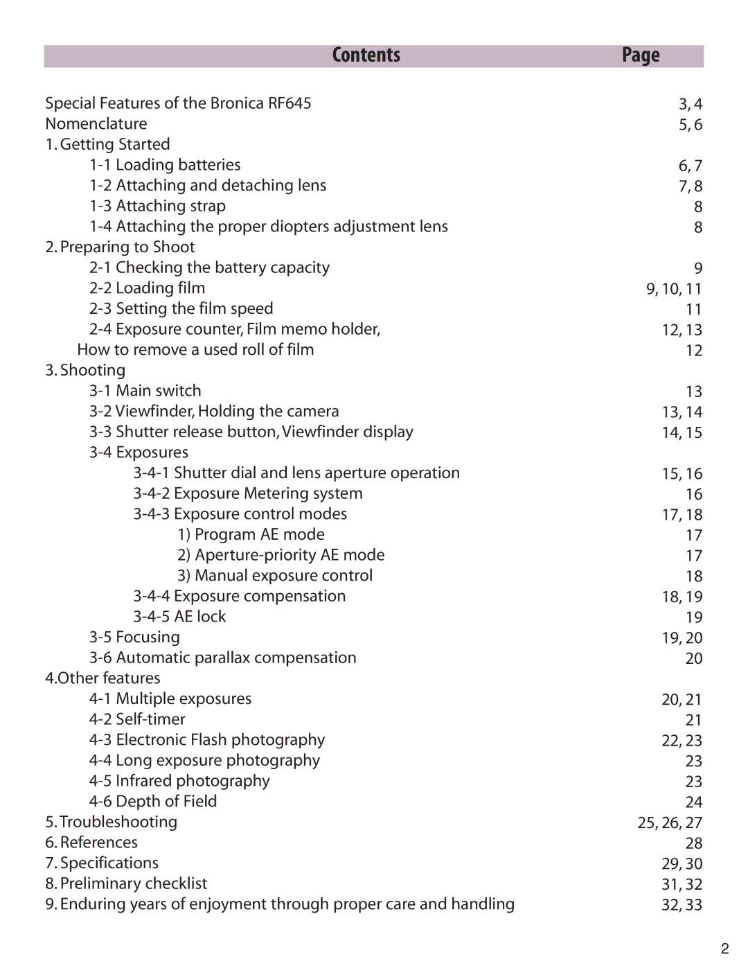 Zhumell RF645 manual Contents 