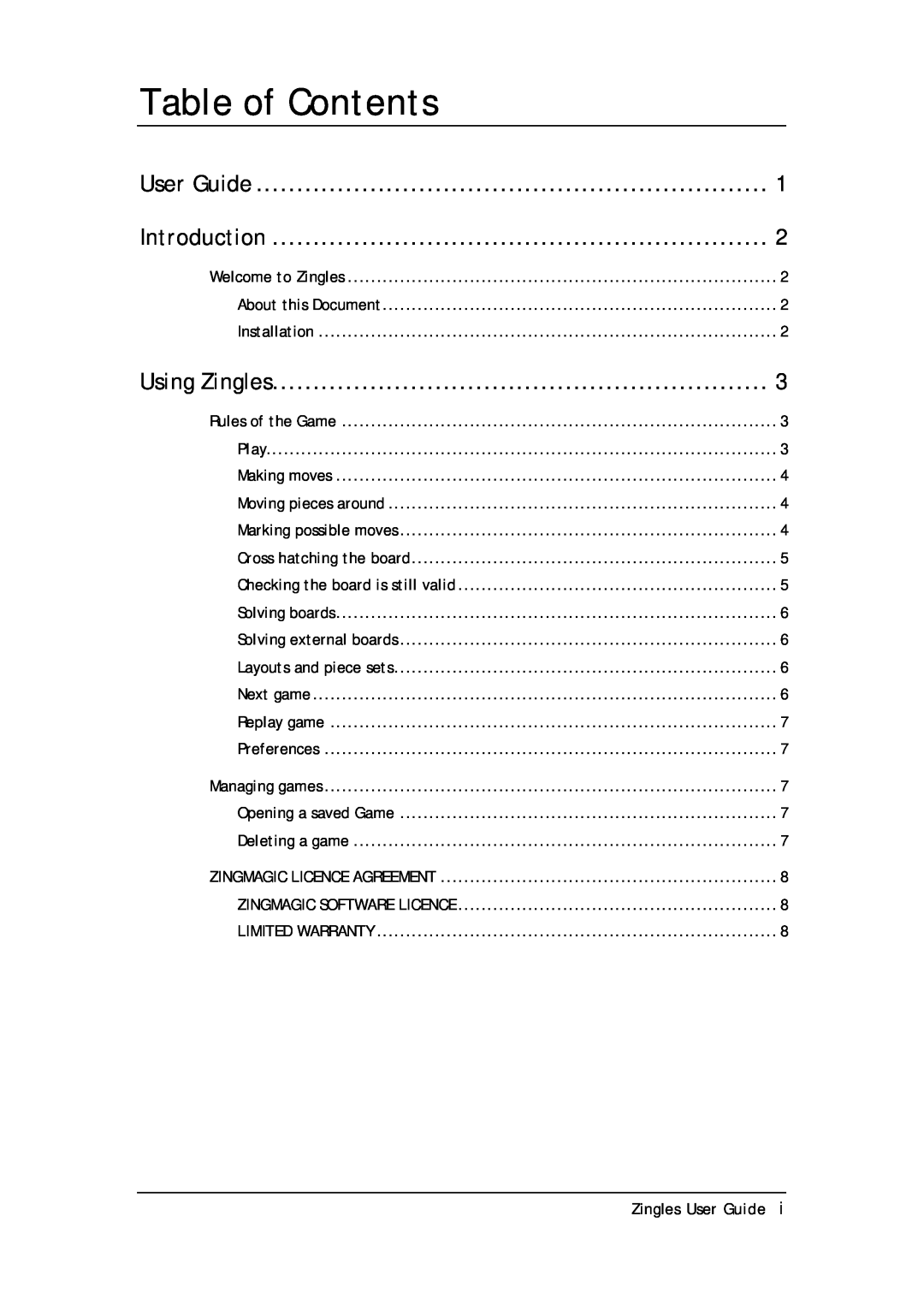 Zing Magic Series 80 manual Zingles User Guide, Table of Contents, Introduction, Using Zingles 