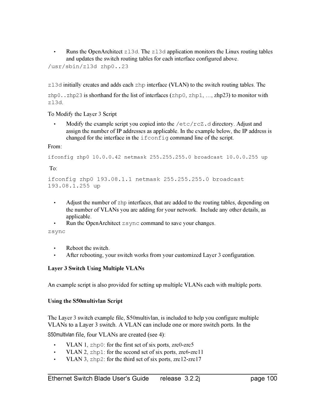 Znyx Networks bh5700 manual Layer 3 Switch Using Multiple VLANs, Using the S50multivlan Script 