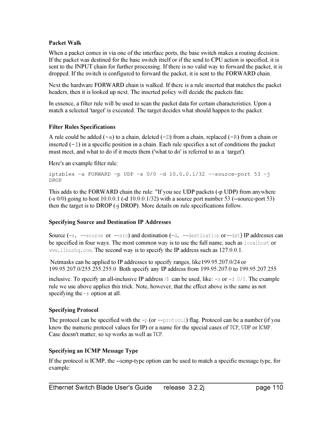 Znyx Networks bh5700 manual Packet Walk, Specifying Source and Destination IP Addresses 