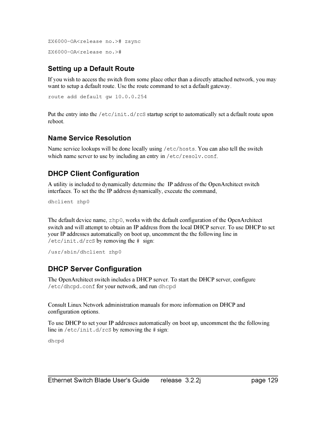 Znyx Networks bh5700 manual Setting up a Default Route, Name Service Resolution 