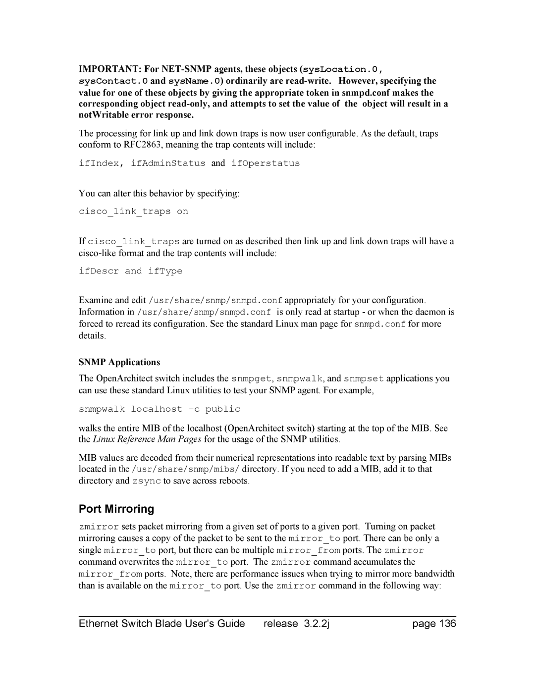 Znyx Networks bh5700 manual Port Mirroring, Snmp Applications 