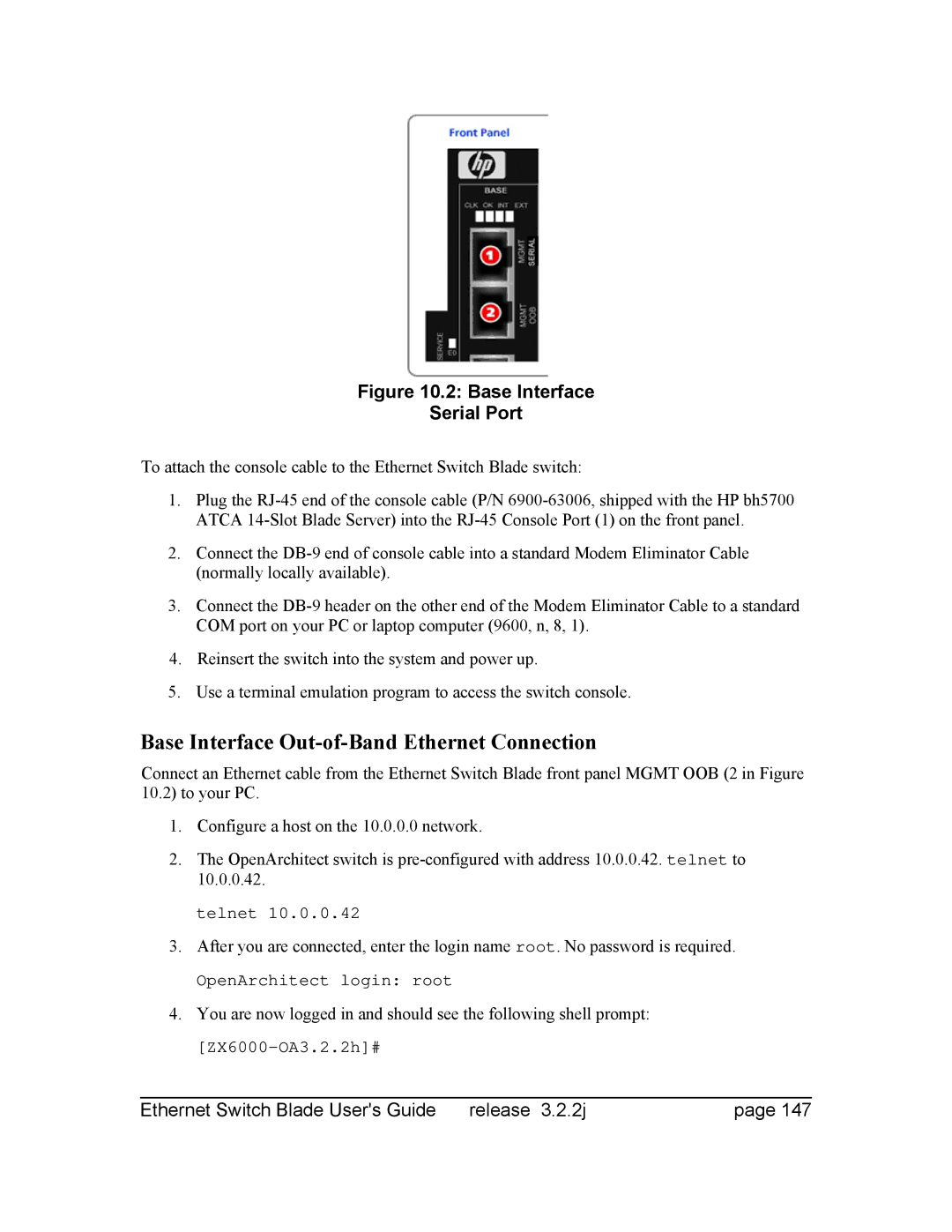 Znyx Networks bh5700 manual Base Interface Out-of-Band Ethernet Connection 