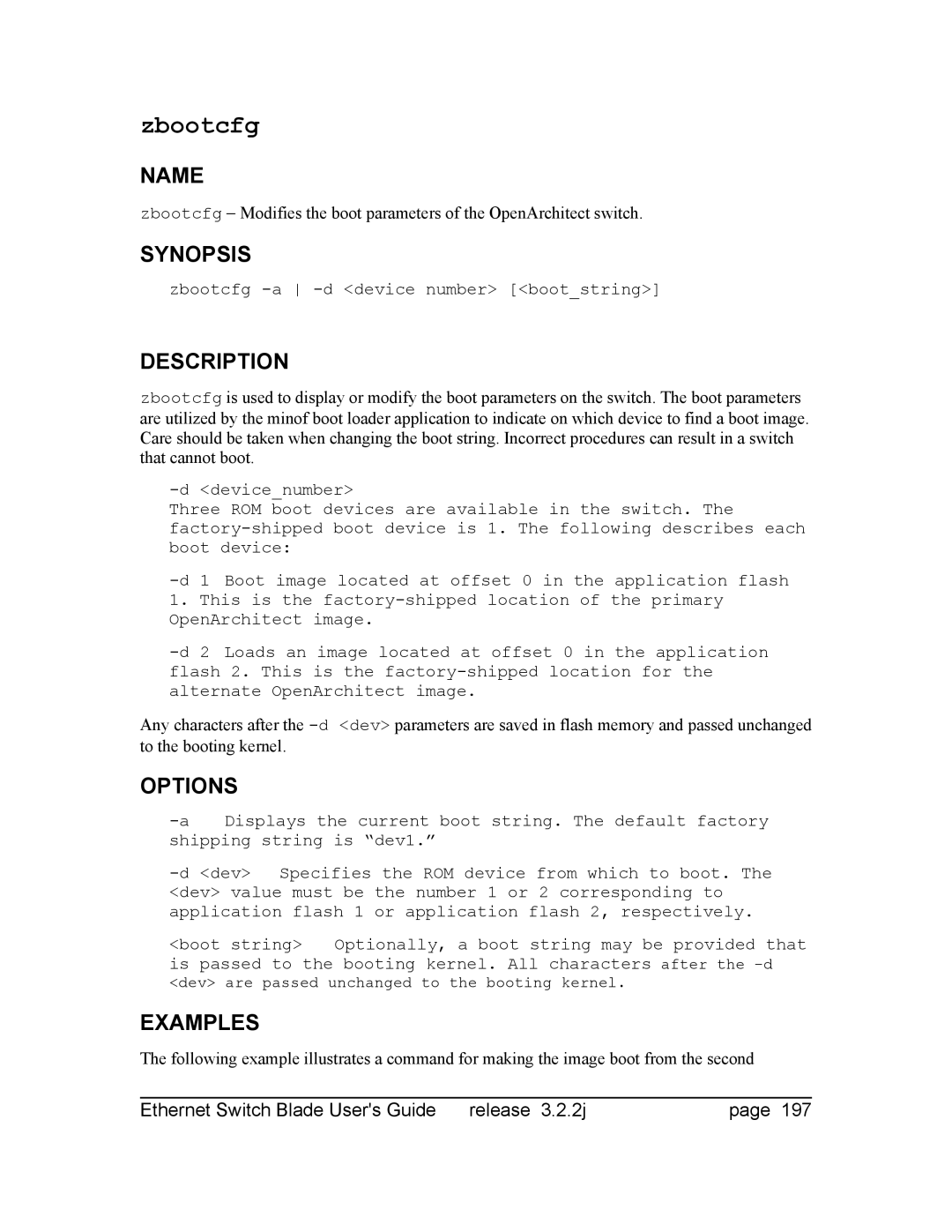 Znyx Networks bh5700 manual Zbootcfg 