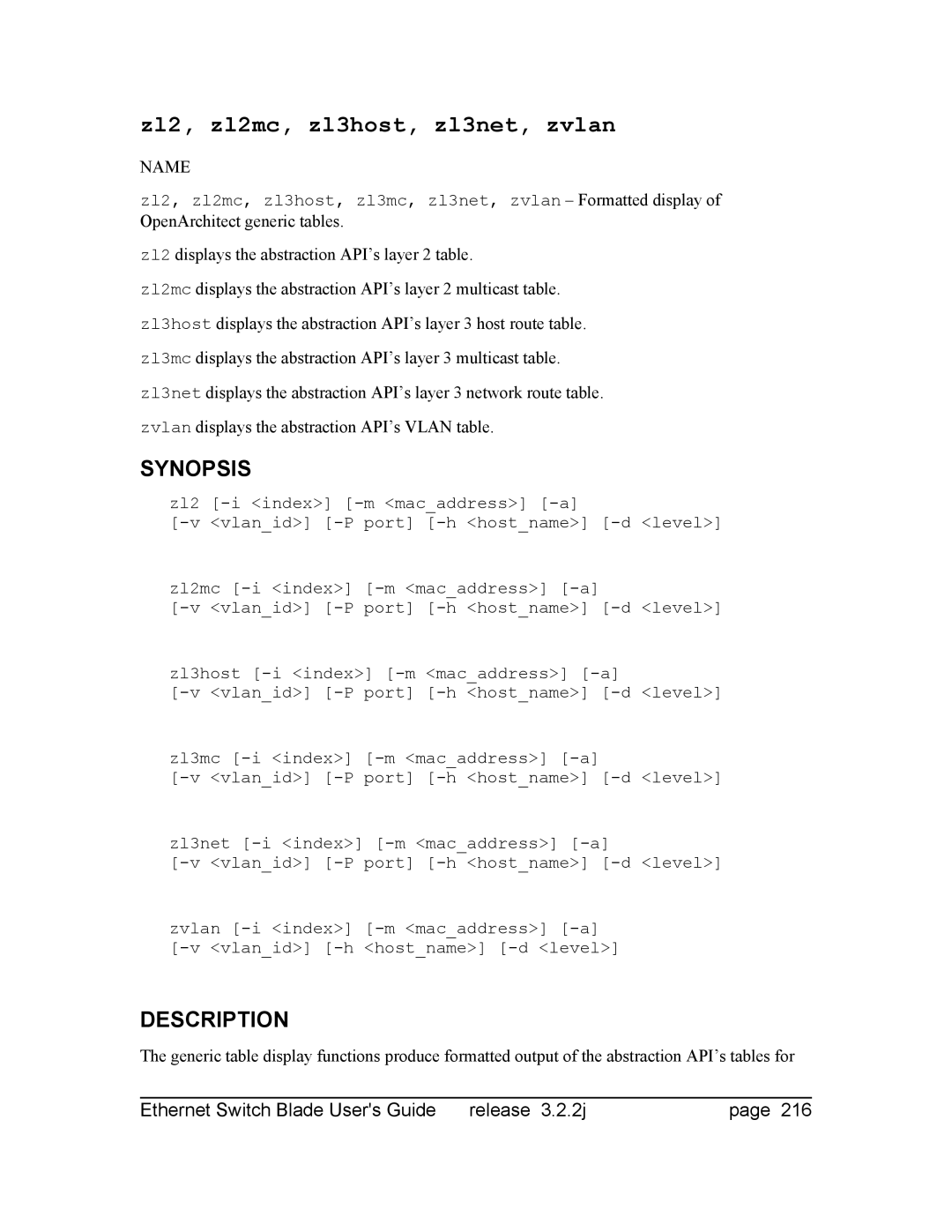 Znyx Networks bh5700 manual Zl2, zl2mc, zl3host, zl3net, zvlan 