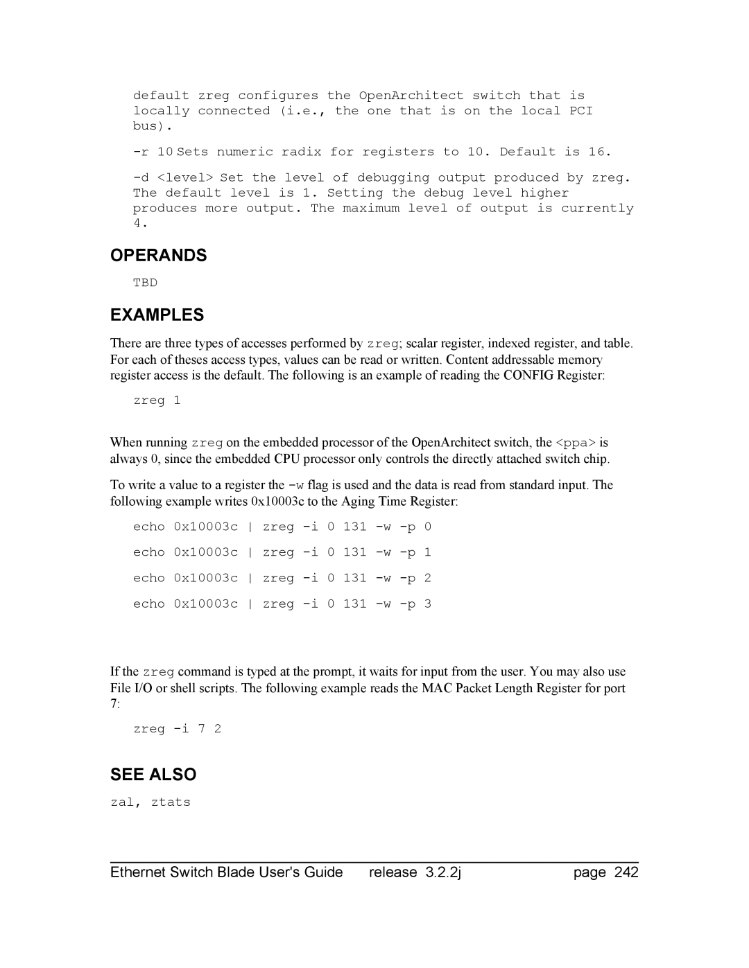 Znyx Networks bh5700 manual Operands 