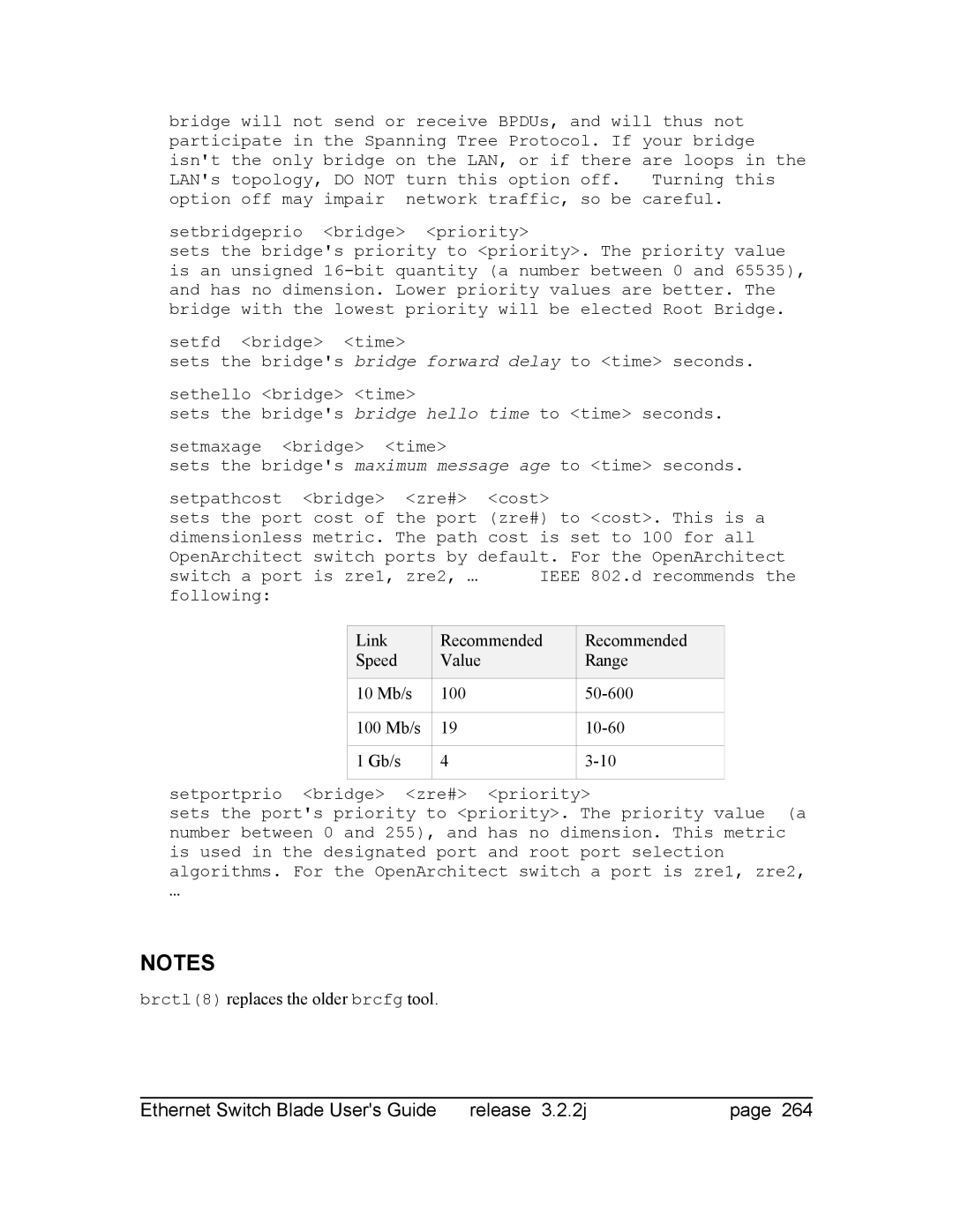 Znyx Networks bh5700 manual Setportprio bridge zre# priority, Brctl8 replaces the older brcfg tool 