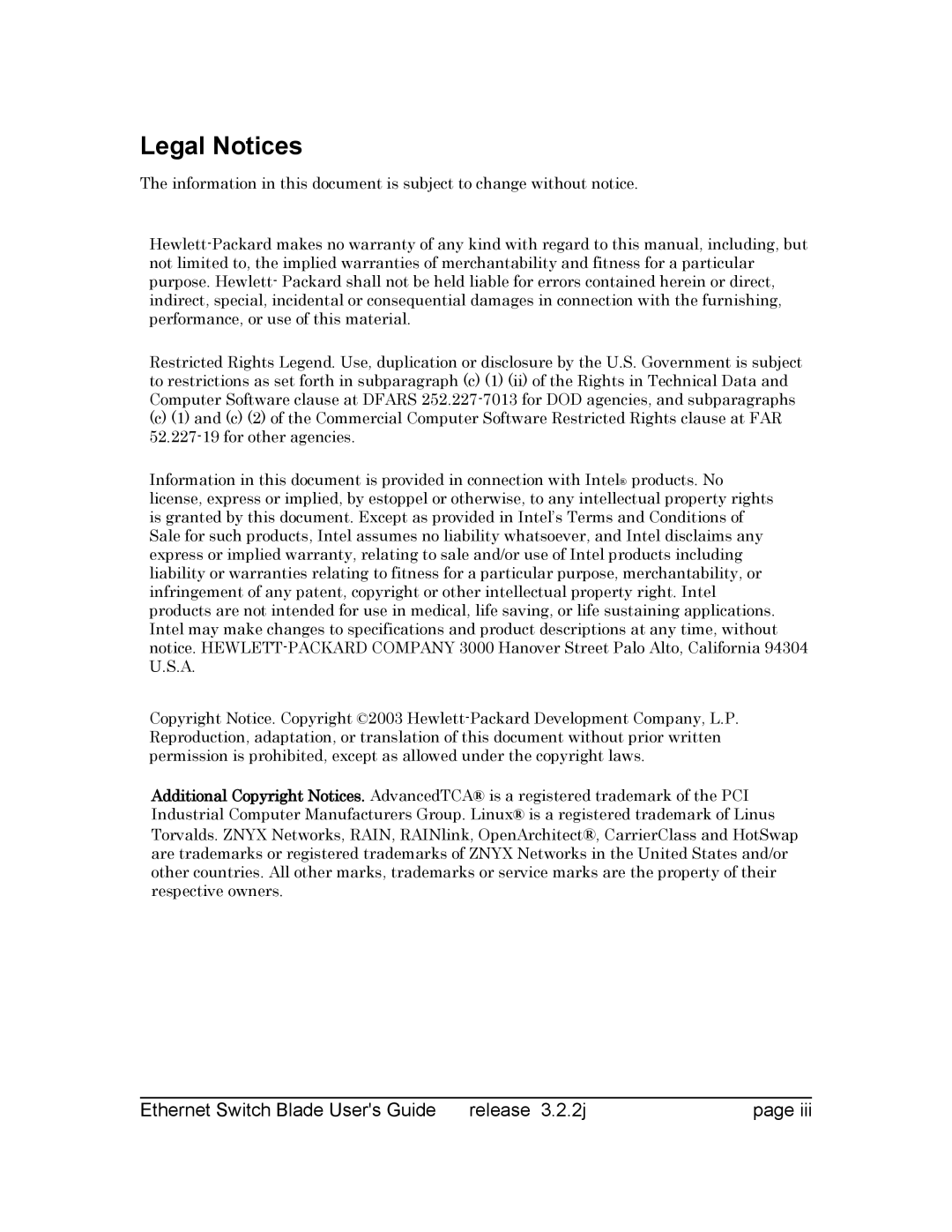 Znyx Networks bh5700 manual Legal Notices 