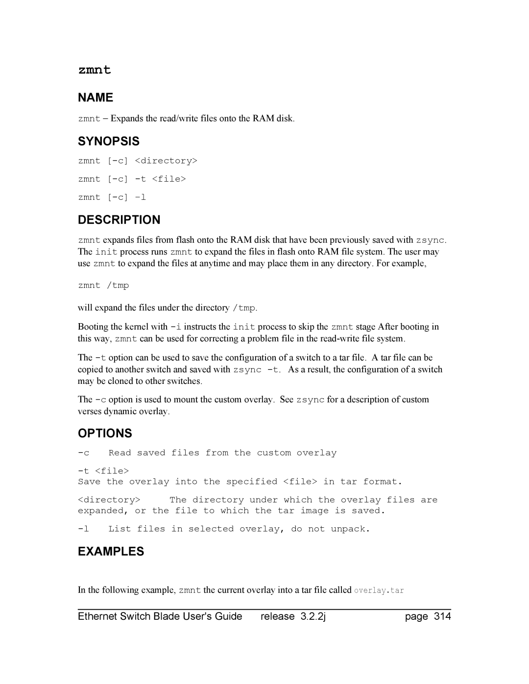 Znyx Networks bh5700 manual Expanded, or the file to which the tar image is saved 