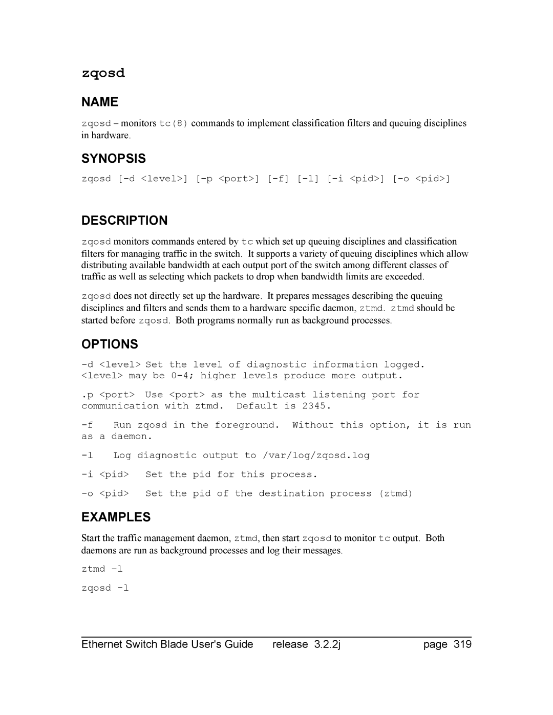 Znyx Networks bh5700 manual Zqosd 