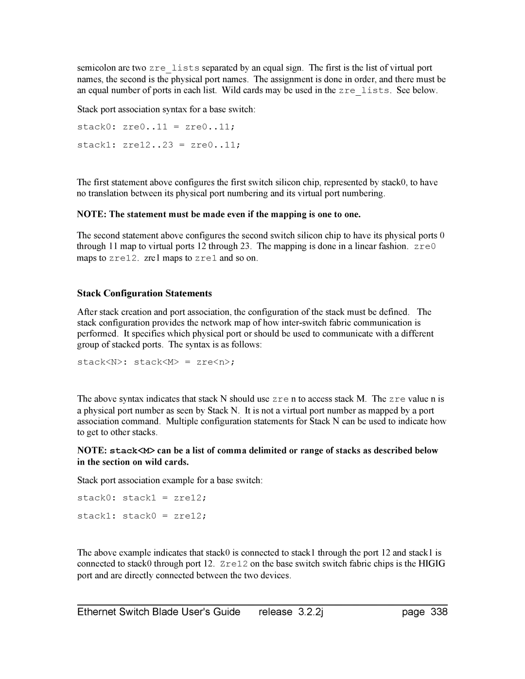 Znyx Networks bh5700 manual Stack Configuration Statements 