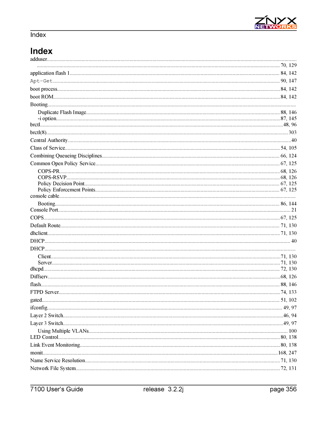 Znyx Networks bh5700 manual Index, Dhcp 