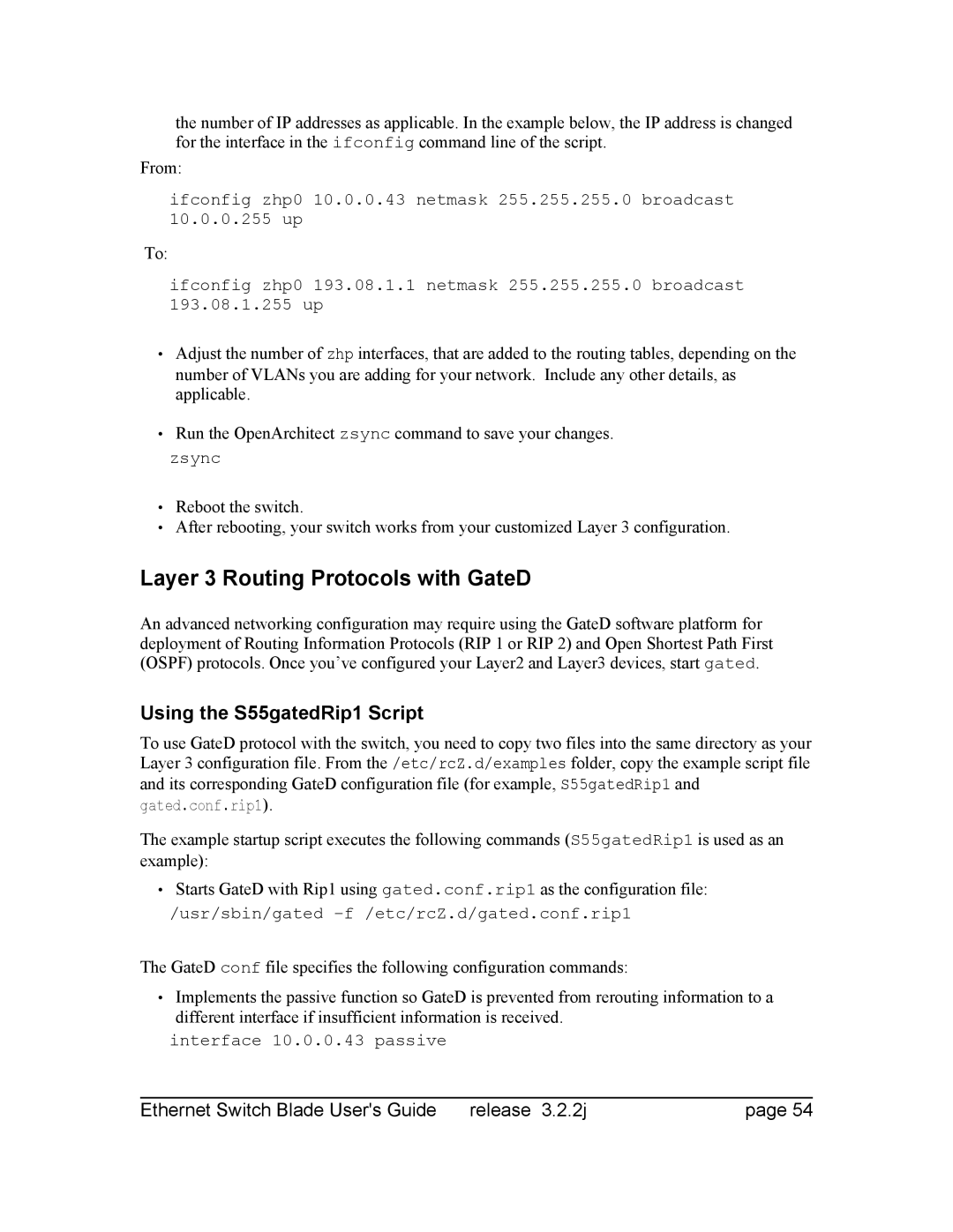 Znyx Networks bh5700 manual Layer 3 Routing Protocols with GateD, Using the S55gatedRip1 Script 