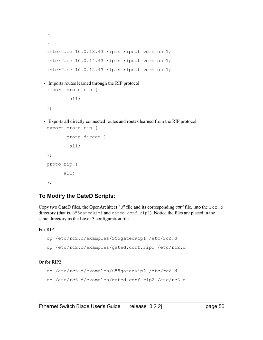 Znyx Networks bh5700 manual To Modify the GateD Scripts, Or for RIP2 