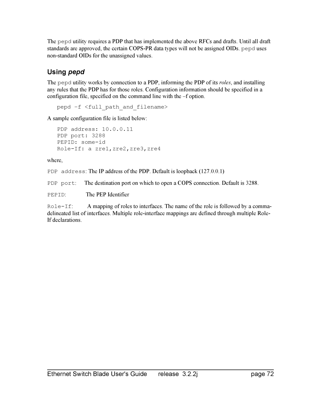 Znyx Networks bh5700 manual Using pepd, Sample configuration file is listed below 