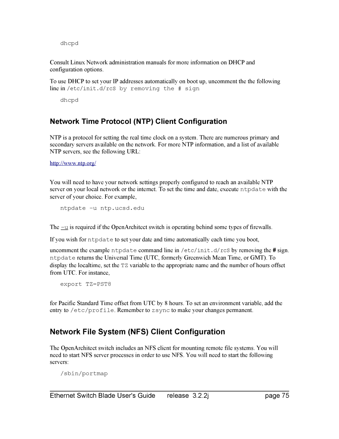 Znyx Networks bh5700 manual Network File System NFS Client Configuration, Network Time Protocol NTP Client Configuration 