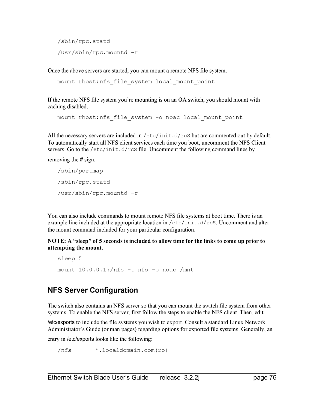 Znyx Networks bh5700 manual NFS Server Configuration, Removing the # sign 